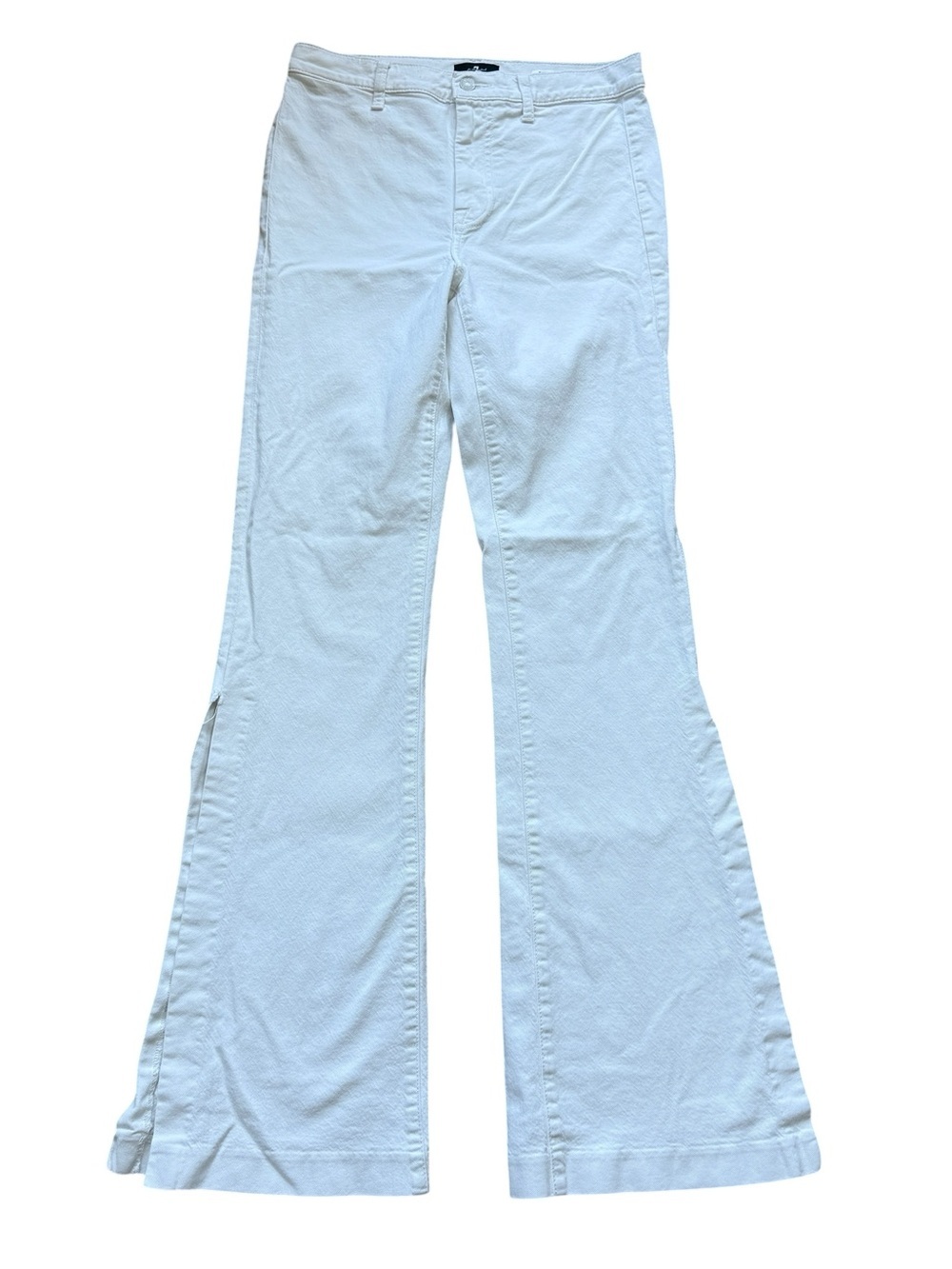 7 For All Mankind Raya Crease White Flare Jeans 70s Boho Wide Leg Size 30 Retro
